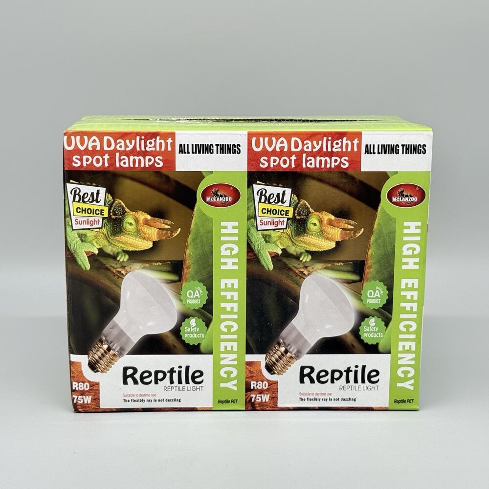 Maclanzoo UVA Daylight Spot Lamp Reptile Light R80 75W 2 Pack New